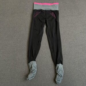 Delta Leggings Womens M Black Compression Footed High Rise Yoga Running Athletic